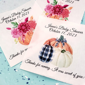 Personalized Rustic Fall Pumpkin Glassine Favor Bag Many Options