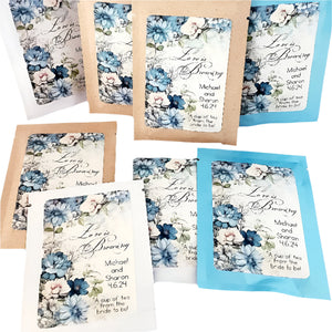 Blue and White Floral Custom Tea Party Favors Personalized Shower Gift