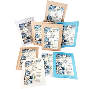 Blue and White Floral Custom Tea Party Favors Personalized Shower Gift