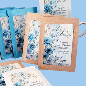 Blue Floral Custom Tea Party Favors Personalized Shower Gift