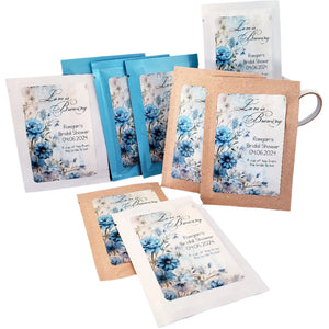 Blue Floral Custom Tea Party Favors Personalized Shower Gift