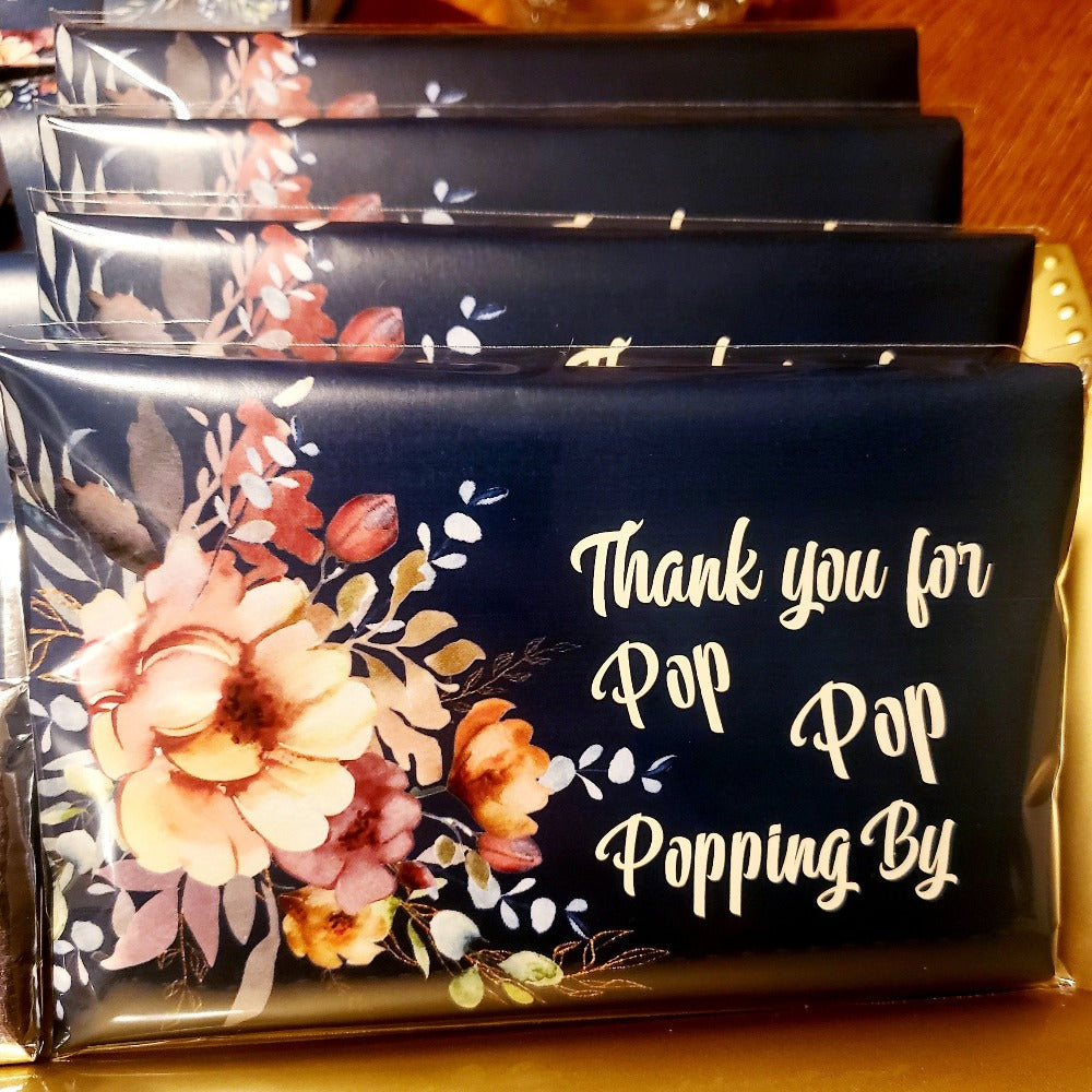 Editable Party Favor Template - Navy Blue Orange Rustic Wedding Decor