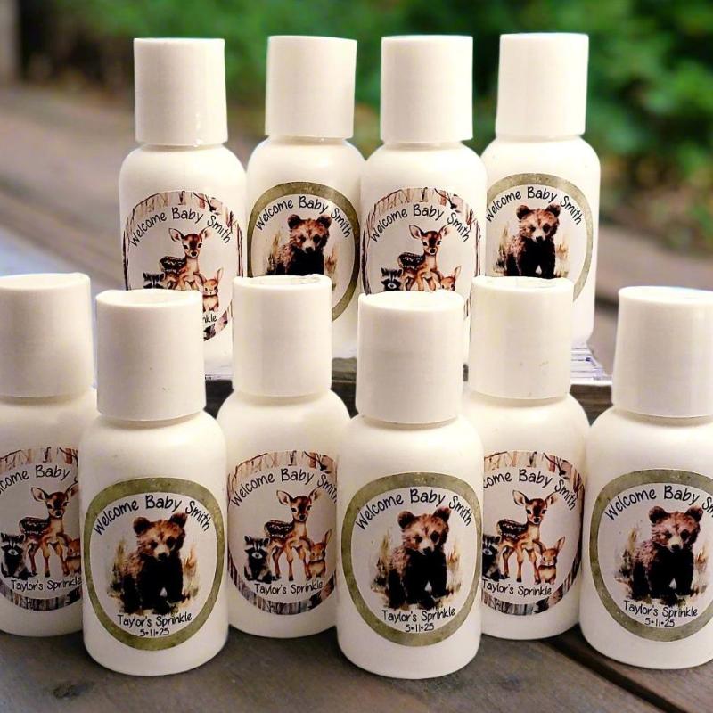 Personalized Woodland Animal Hand Lotion Party Favors