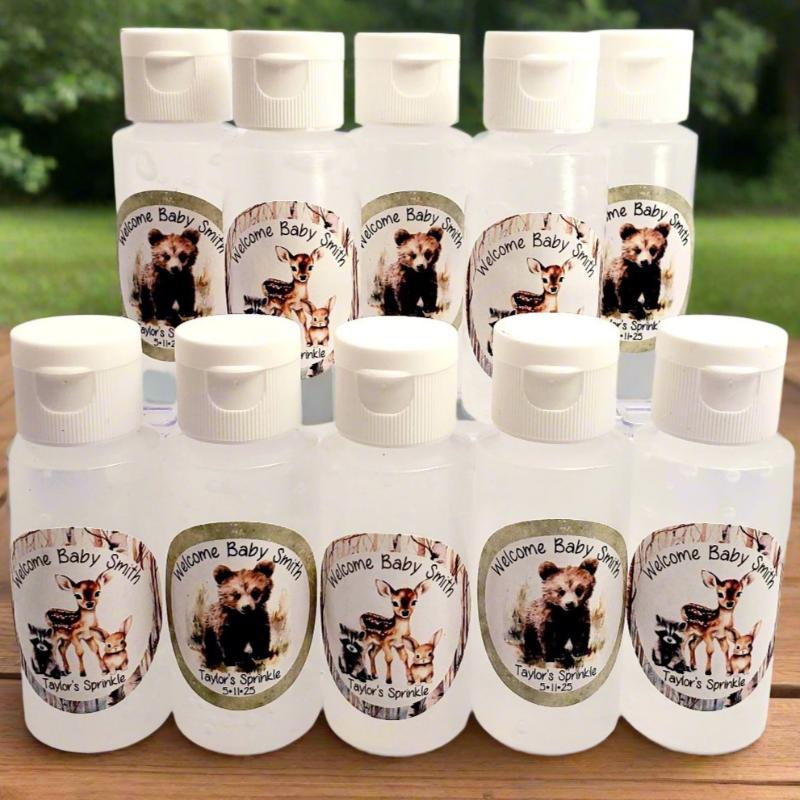 Personalized Woodland Animal Hand Sanitizer Party Favors