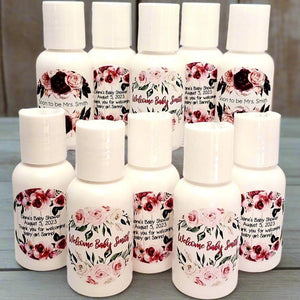 Personalized Blush Pink Coral Peach Floral Hand Lotion Party Favors