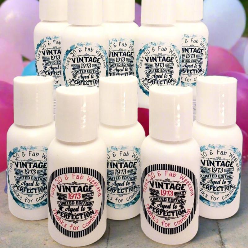 Vintage Adult Birthday Personalized Hand Lotion Party Favors