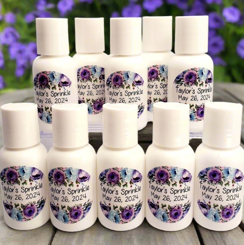 Personalized Purple Floral Hand Lotion Party Favors