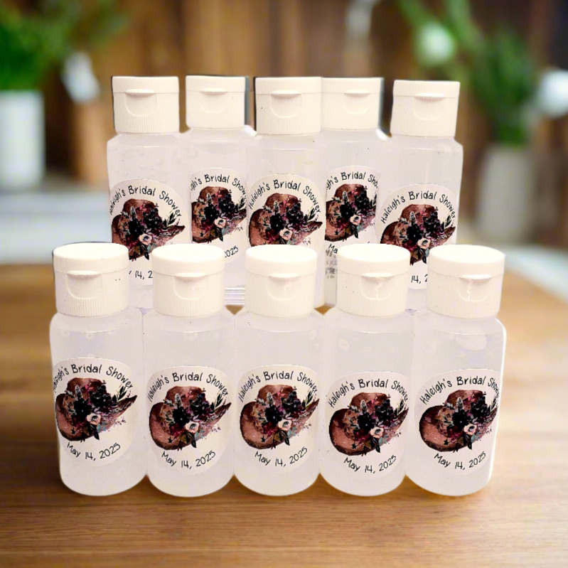 Personalized Rustic Floral Hand Sanitizer Party Favors