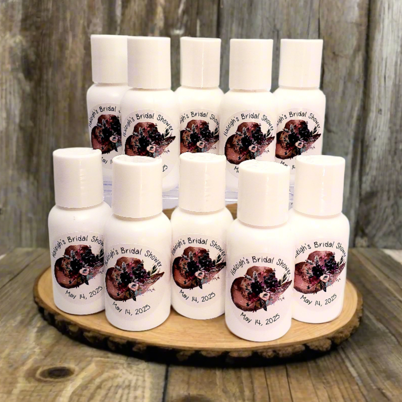 Personalized Rustic Floral Hand Lotion Party Favors