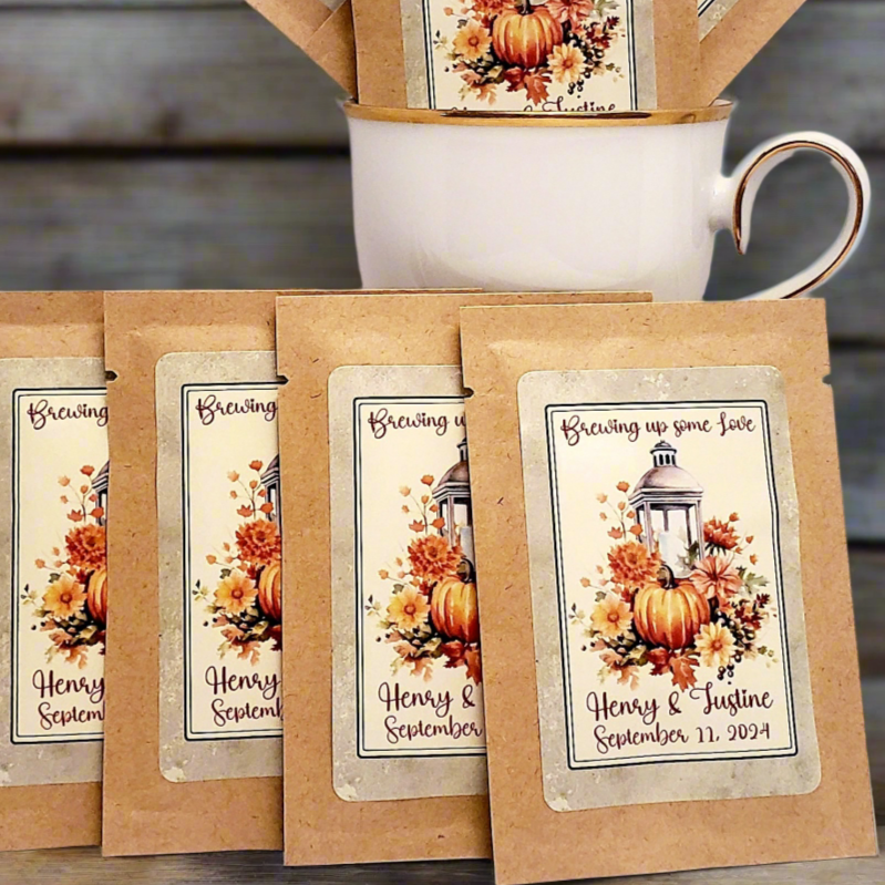 Fall Baby Bridal Shower and Wedding Custom Tea Party Favors