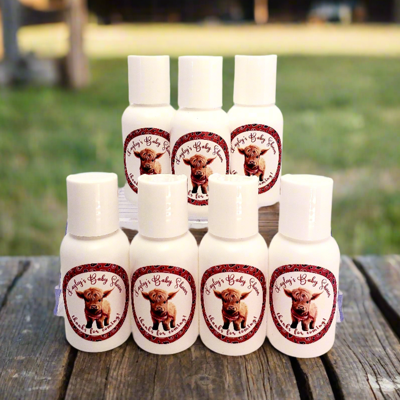 Personalized Highland Cow Hand Lotion Party Favors