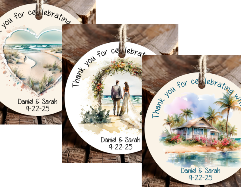 Personalized Beach Wedding Thank You Favor Tags