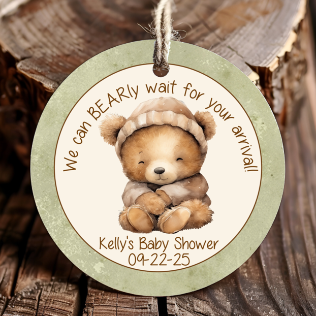 Personalized Teddy Bear Round Thank You Favor Tags