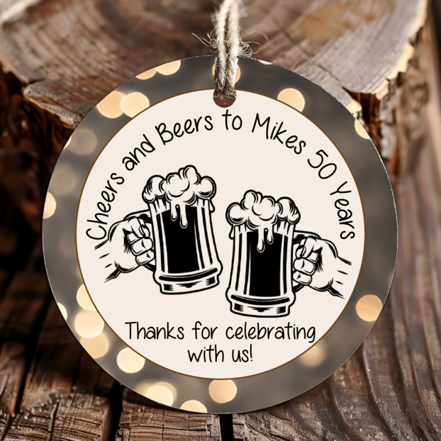 Personalized Cheers and Beers Adult Thank You Favor Tags