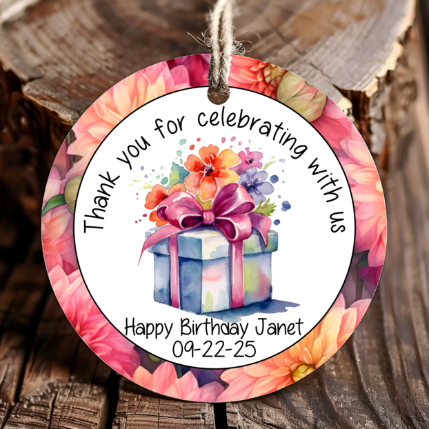 Personalized Birthday Party Round Thank You Favor Tags