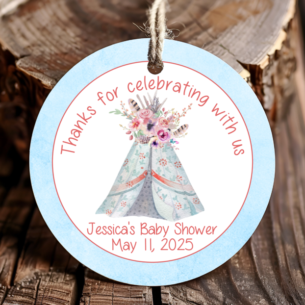 Personalized Boho Chic Thank You Favor Tags