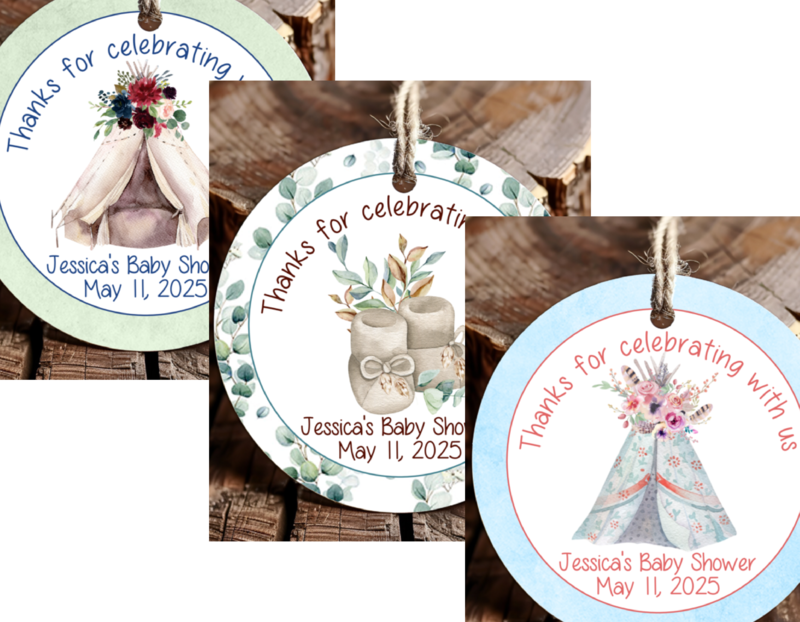 Personalized Boho Round Thank You Favor Tags