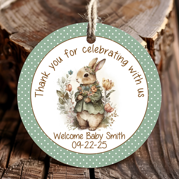 Personalized Bunny Rabbit Round Thank You Favor Tags