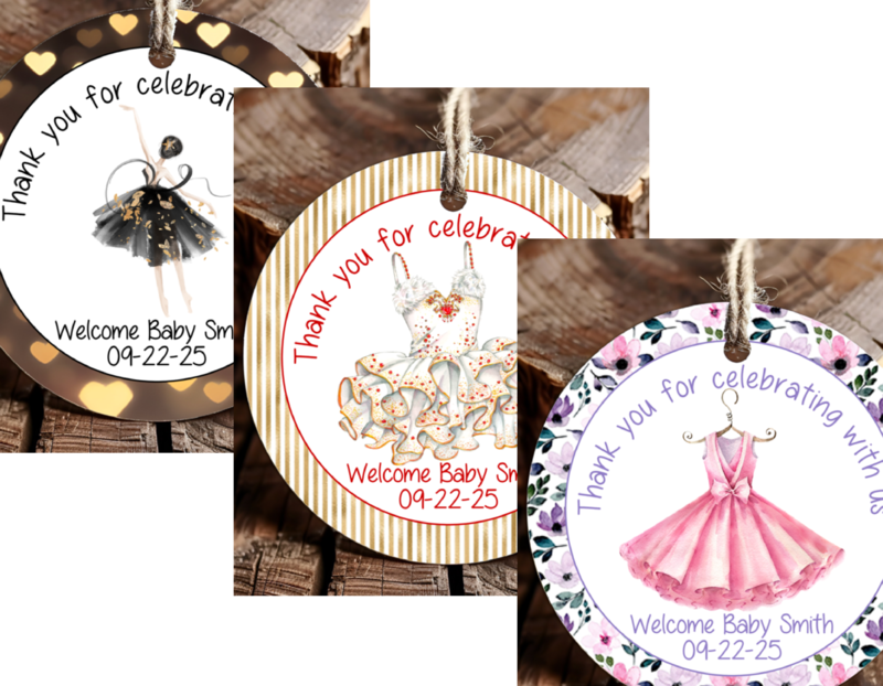 Personalized Ballet Dance Party Round Thank You Favor Tags