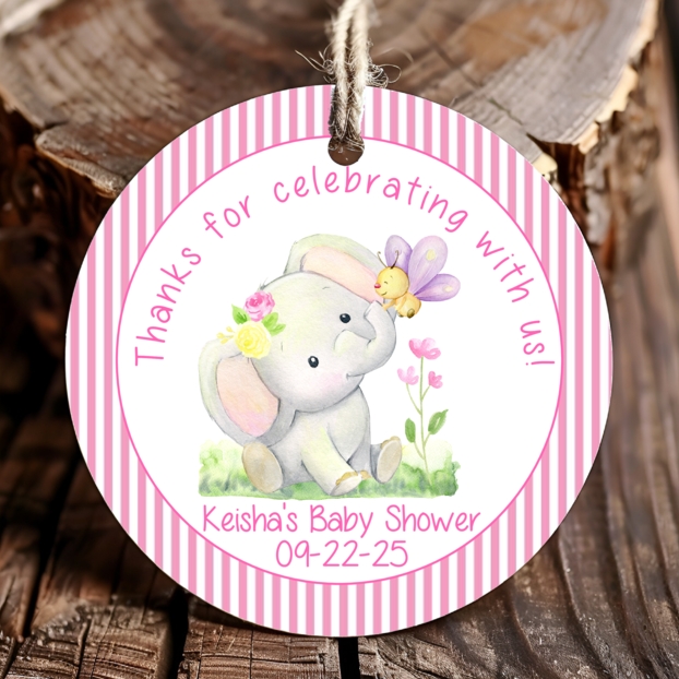 Personalized Elephant Thank You Favor Tags