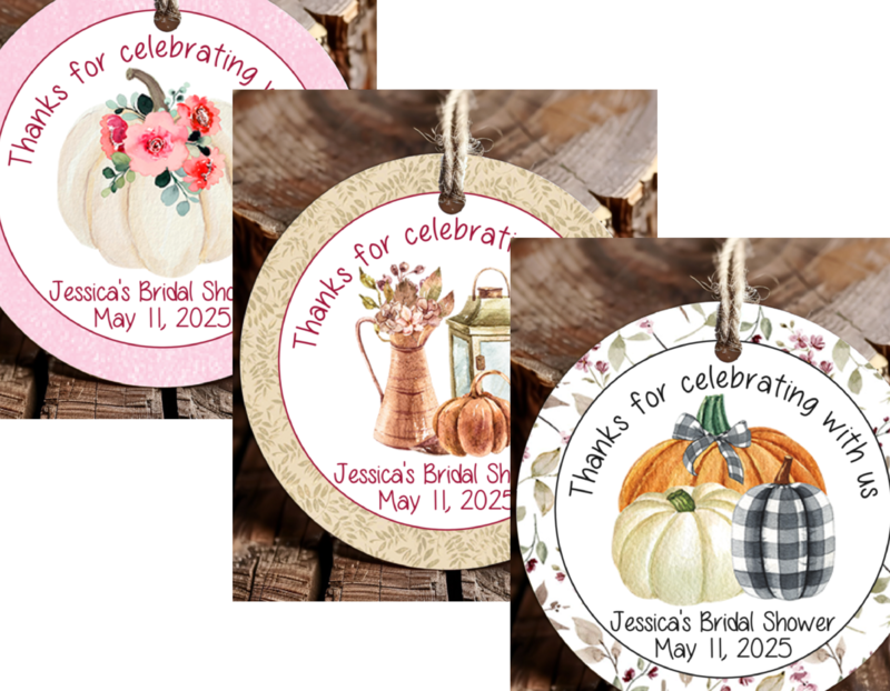 Personalized Rustic Fall Pumpkin Thank You Favor Tags