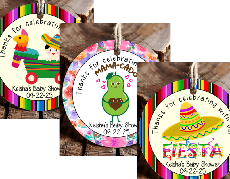 Personalized Mexican Fiesta Round Thank You Favor Tags