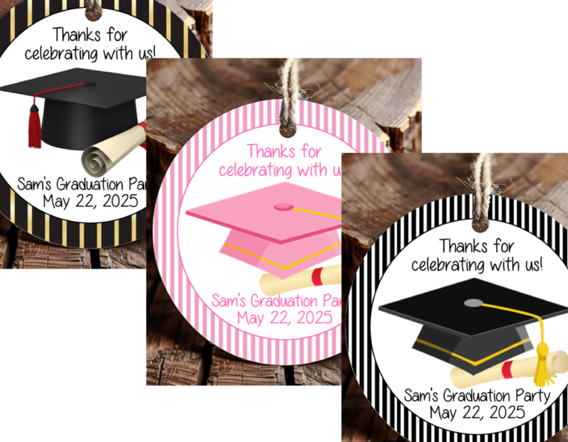 Personalized Graduation Party Round Thank You Favor Tags