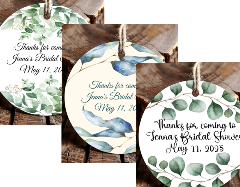 Personalized Eucalyptus Greenery Round Thank You Favor Tags