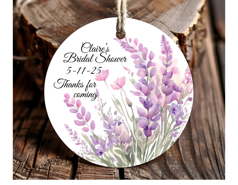 Personalized Lavender Design Round Thank You Favor Tags