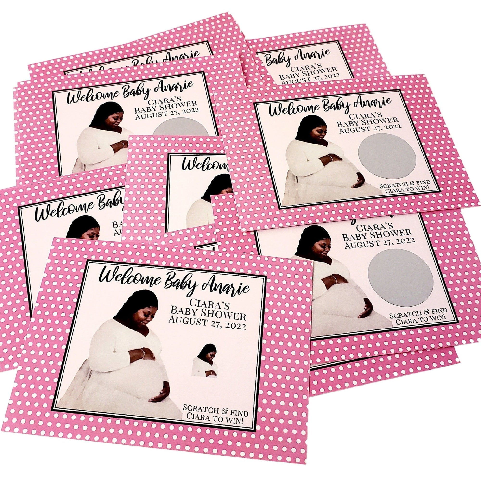 Add Your Photograph Pink Personalized Scratch Off Lottery Game Cards