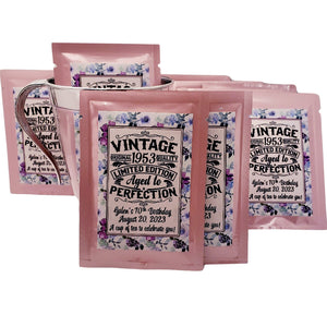 Personalized Vintage Adult Womans Birthday Party Favor Custom Tea Bags