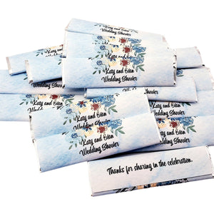 Blue Floral Wedding Party Favors and Supplies Personalized Gum Sticks