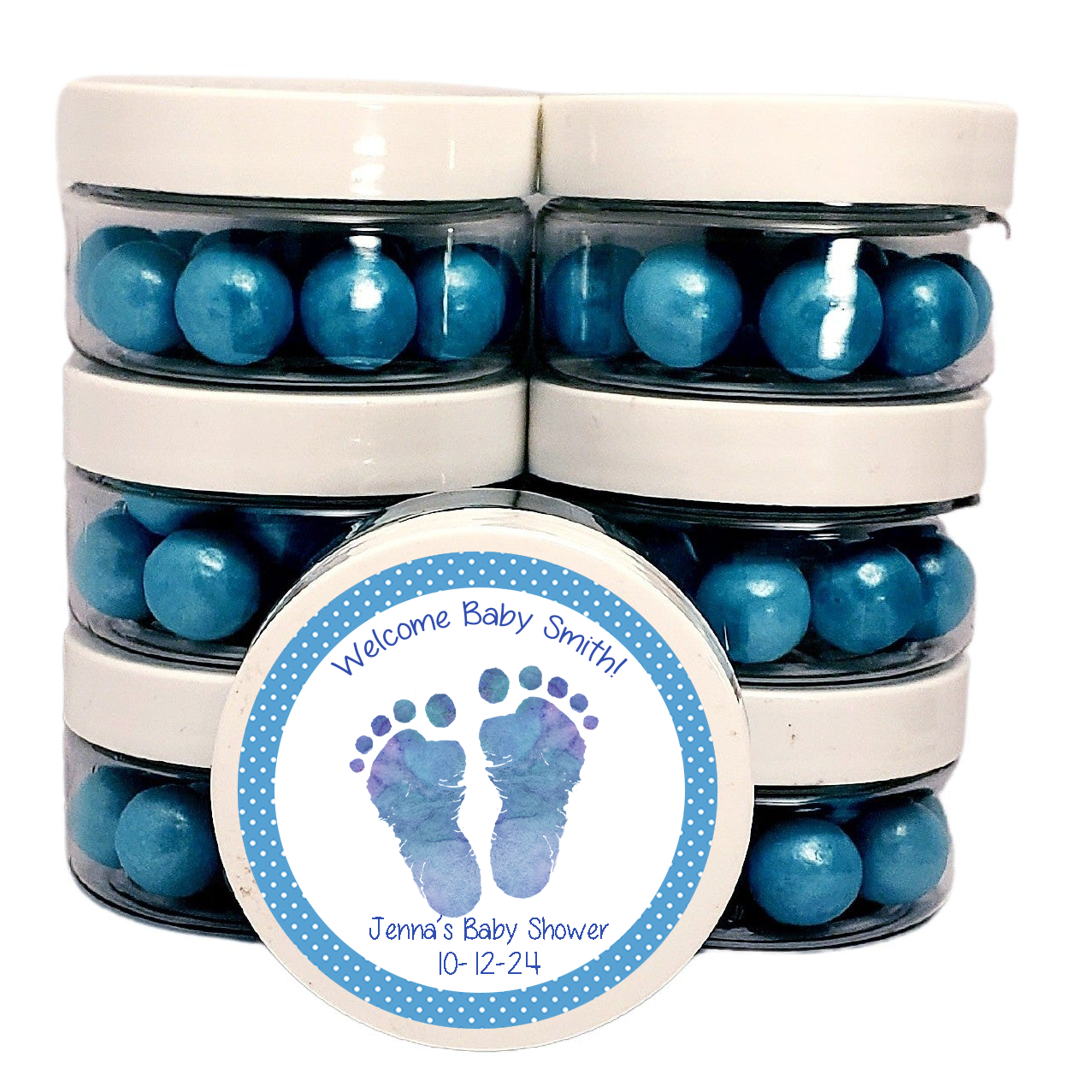 Blue Baby Feet Gumballs Set of 20 Baby Shower Favors