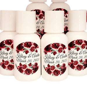 Personalized Red Crimson Dark Red Burgundy Floral Lotion Party Favors - Favors Today