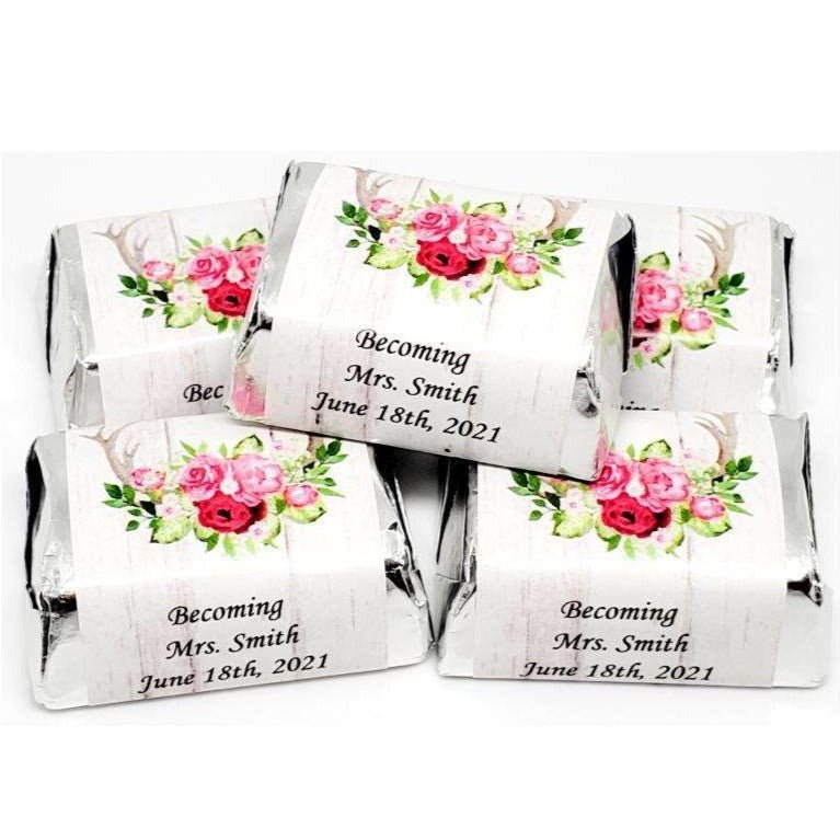 Personalized Rustic Floral Nugget Chocolate Bar Wrappers