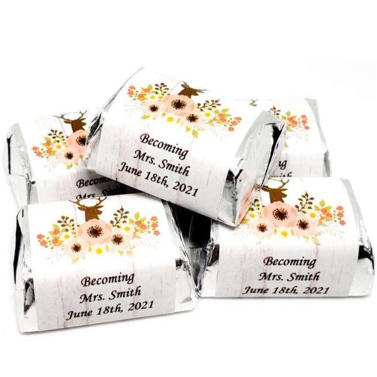 Personalized Rustic Floral Nugget Chocolate Bar Wrappers