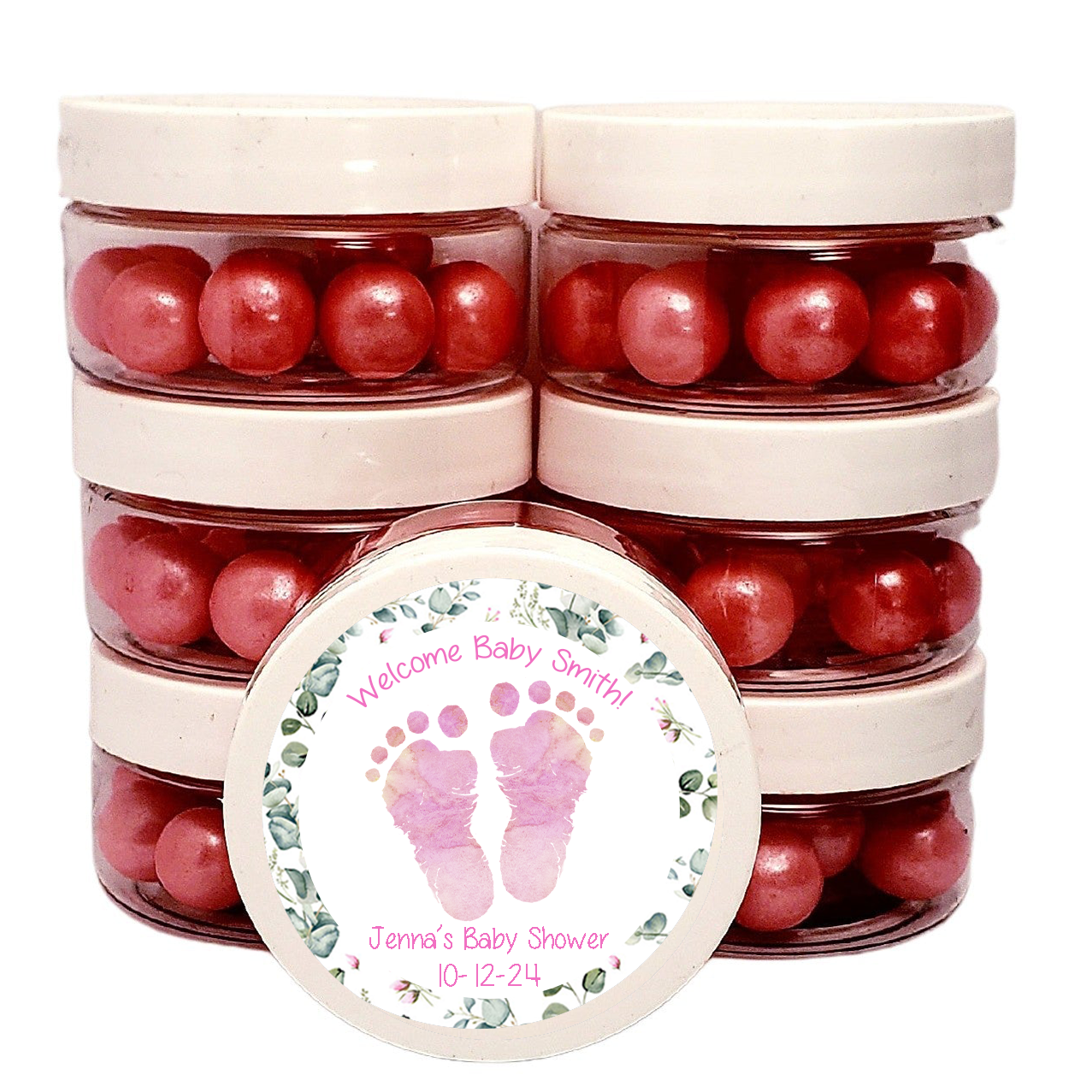 Pink Baby Feet Gumballs Set of 22 Baby Shower Favors