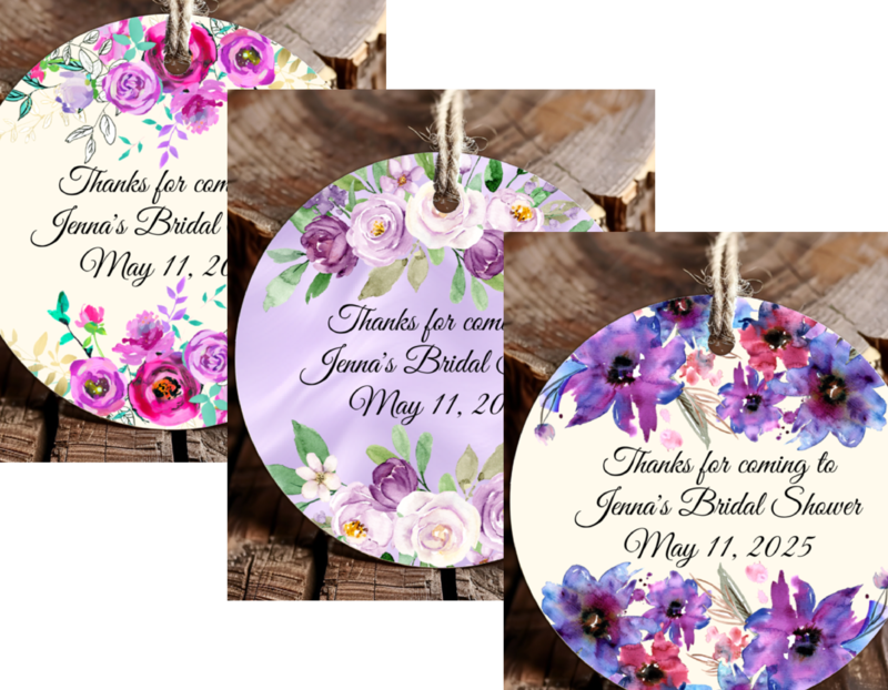 Personalized Purple Floral Thank You Favor Tags