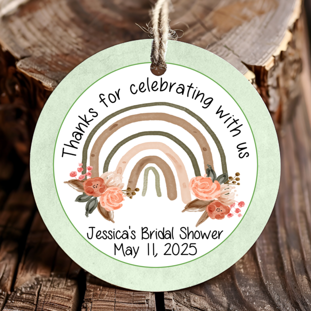 Personalized Rainbow Round Thank You Favor Tags