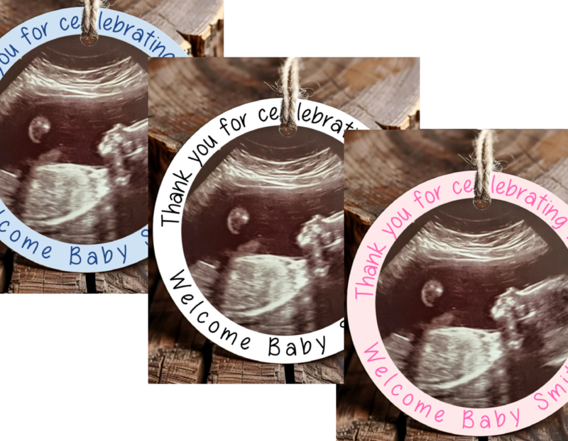 Personalized Add Your Sonogram Photo Thank You Favor Tags