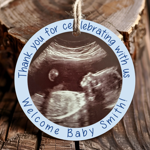 Personalized Add Your Sonogram Photo Thank You Favor Tags