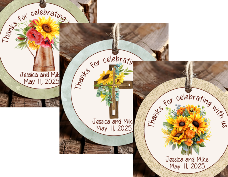 Personalized Sunflower Thank You Favor Tags