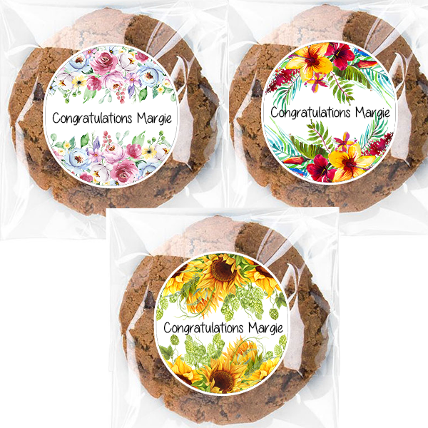 Personalized Top and Bottom Floral Cello Party Favor Bags