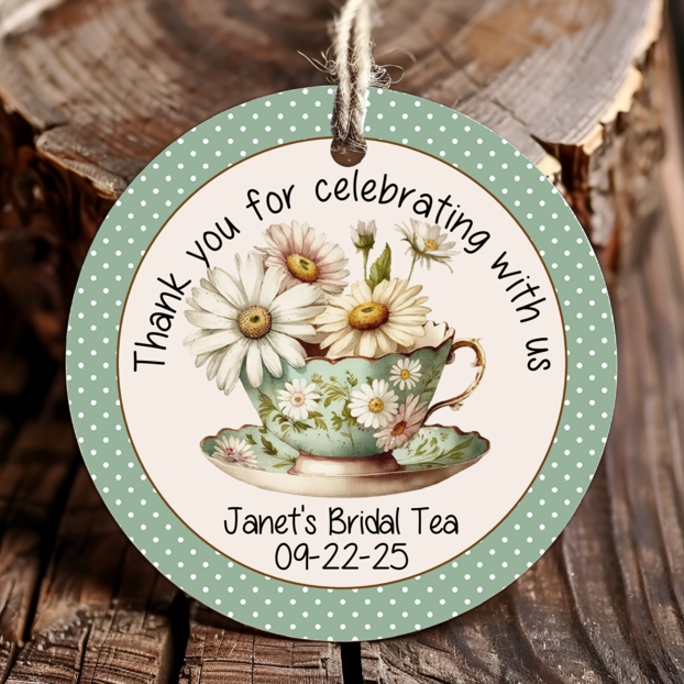 Personalized Tea Party Round Thank You Favor Tags