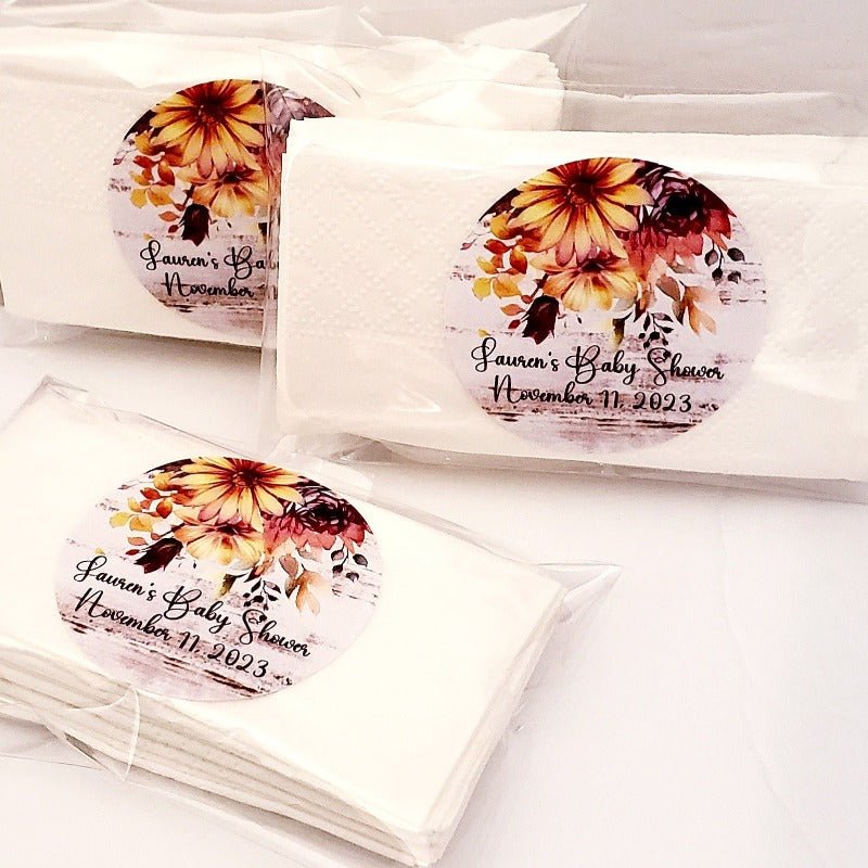 Custom Rustic Fall Floral Personalized Pocket Tissue Party Favors - Favors Today