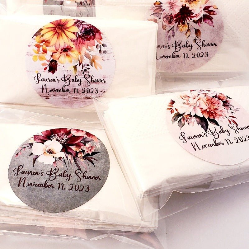 Custom Rustic Fall Floral Personalized Pocket Tissue Party Favors - Favors Today