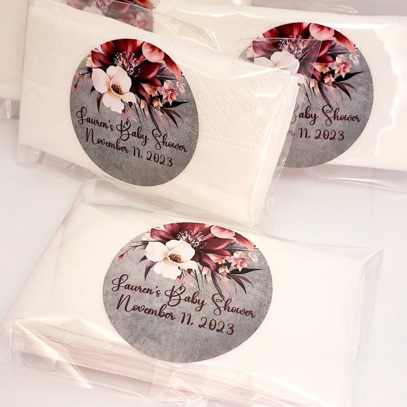 Custom Rustic Fall Floral Personalized Pocket Tissue Party Favors - Favors Today