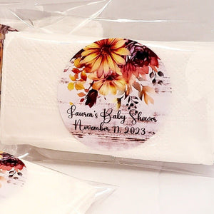 Custom Rustic Fall Floral Personalized Pocket Tissue Party Favors - Favors Today