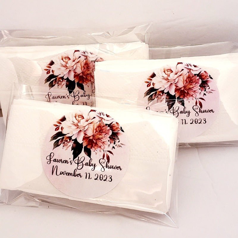 Custom Rustic Fall Floral Personalized Pocket Tissue Party Favors - Favors Today