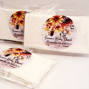 Custom Rustic Fall Floral Personalized Pocket Tissue Party Favors - Favors Today